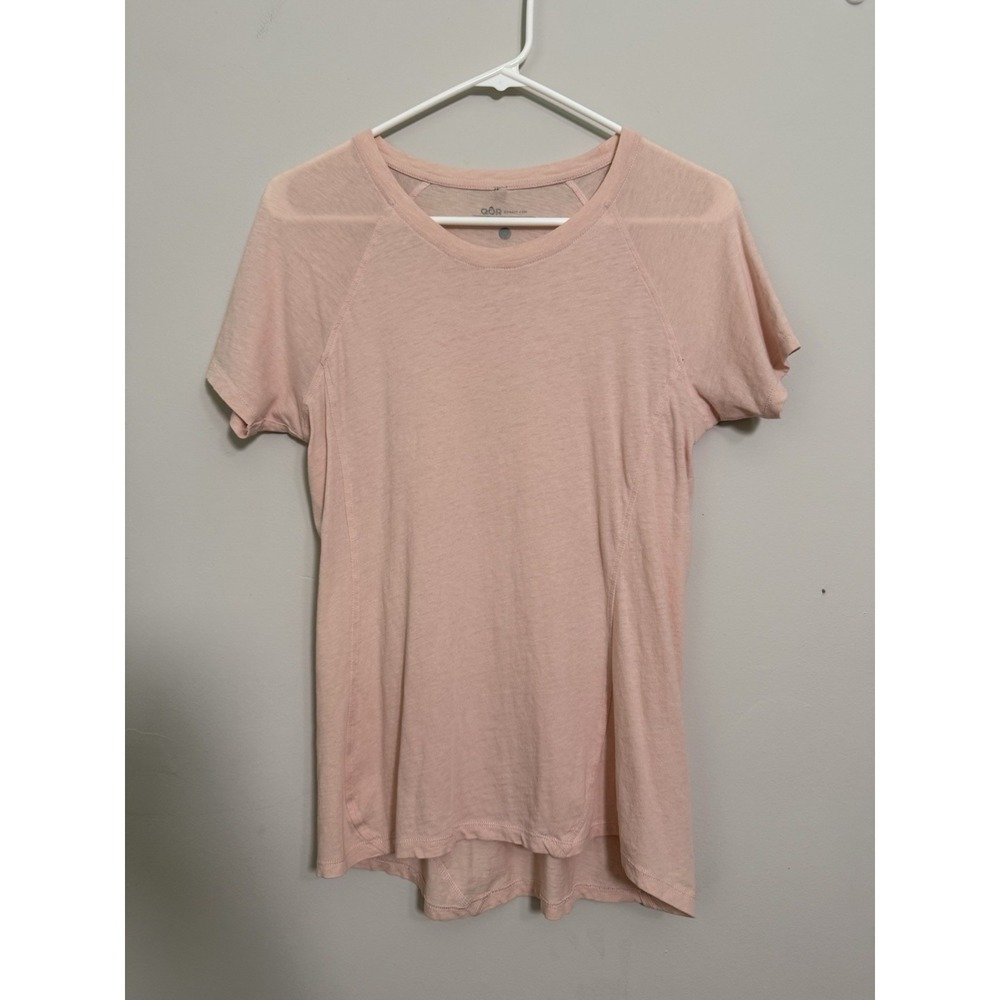 QOR Cashmere Blend Women Athletic Short Sleeve Shirt Sz M Orange Outdoor Hike